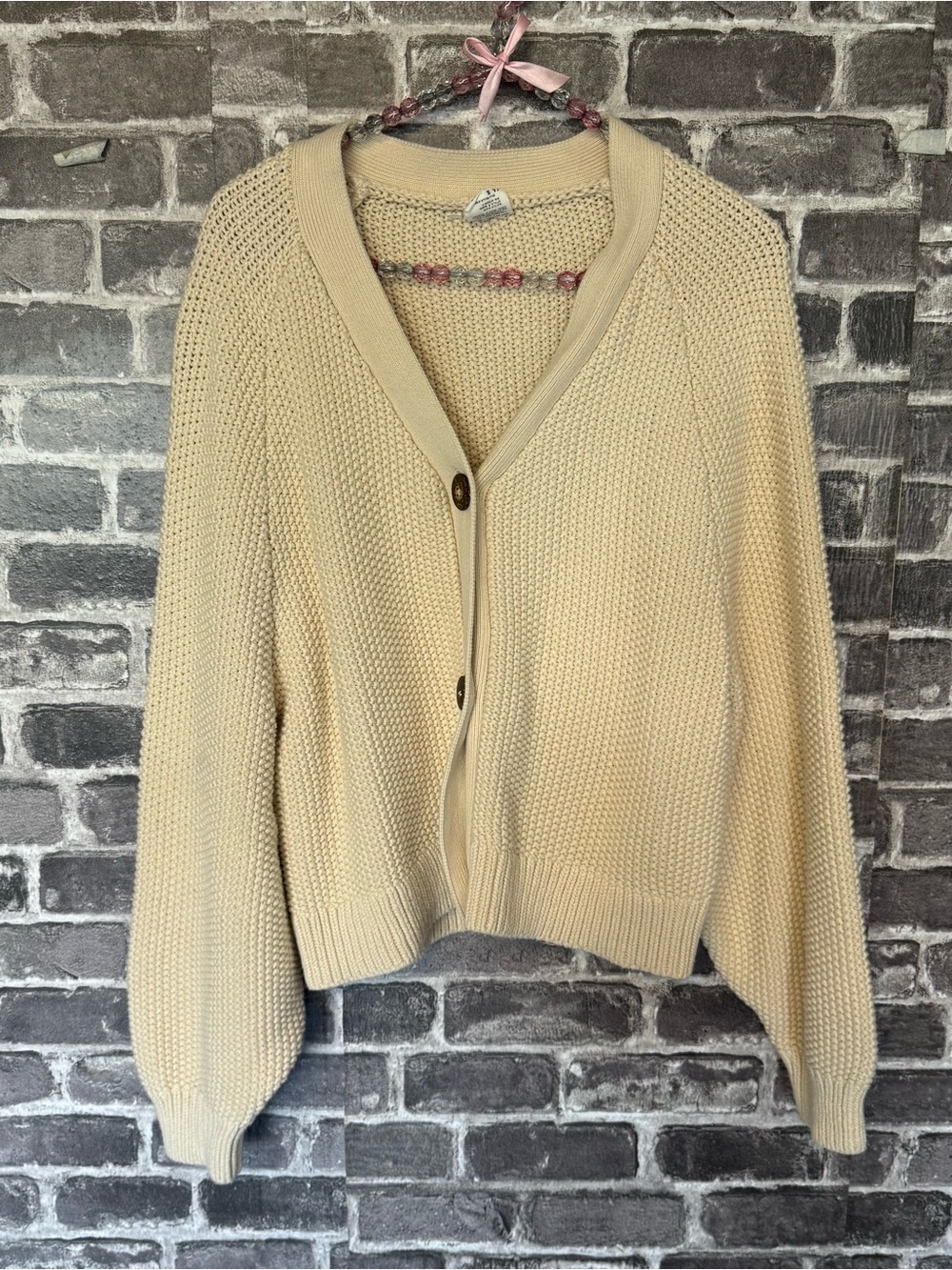Wares by olli ella cardigan cream knit OS one size button front sweater